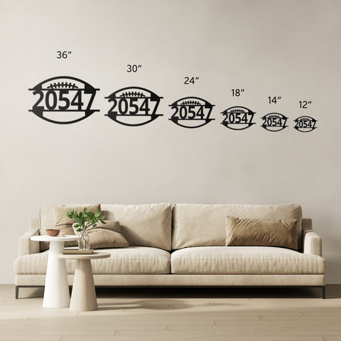 American Football House Number Metal Sign