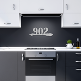Arrow_Feather_House_Number_Metal_Sign_Silver_Dark_Kitchen_Mockup.png