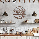 Basketball House Number Metal Sign