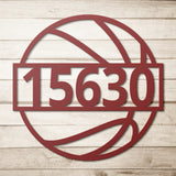 Basketball House Number Metal Sign