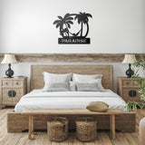 Beach Palm Tree Hammock Chilling Metal Sign