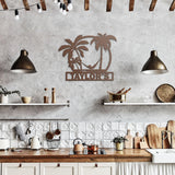 Beach Palm Tree Hammock Chilling Metal Sign