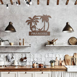 Beach Palm Tree Hammock Chilling Metal Sign