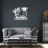 Beach Palm Tree Hammock Chilling Metal Sign