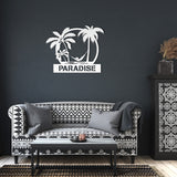 Beach Palm Tree Hammock Chilling Metal Sign