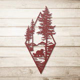 Bear Family Nature Scene Metal Wall Art