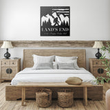 Bigfoot  in the Mountains with American Flag Family Name and Address Metal Sign