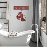 Boxing Gloves House Number Street Address Metal Sign