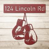 Boxing Gloves House Number Street Address Metal Sign