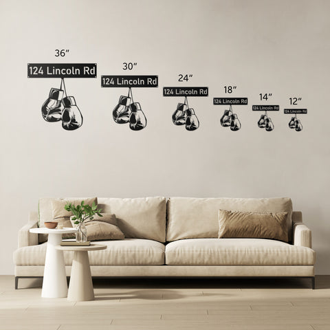 Boxing Gloves House Number Street Address Metal Sign