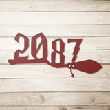 Broomstick House Number Metal Sign
