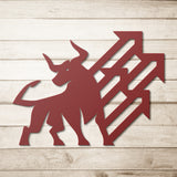 Bull with Up Trend Arrows Metal Wall Art