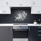 Bull with Up Trend Arrows Metal Wall Art