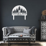 Camping Couple with Stakes Metal Art