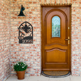 Cross With Dove House Number Metal Wall Art