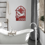 Cross With Dove House Number Metal Wall Art