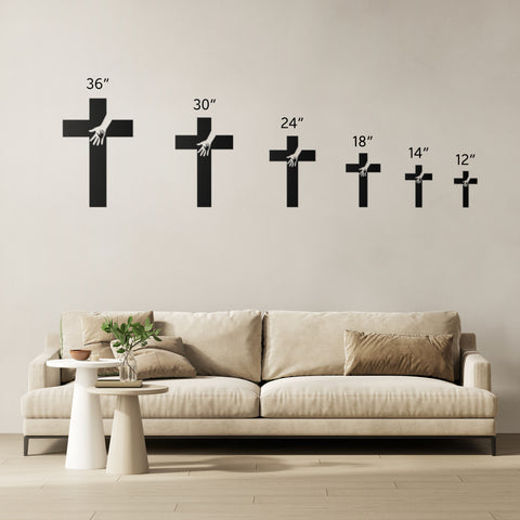 Cross with Hands Metal Wall Art