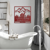 Cycling Couple in the Mountains Metal Wall Art