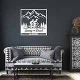 Cycling Couple in the Mountains Metal Wall Art