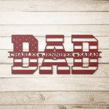 DAD American Flag Split Letters with Kids Names Metal Art