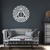 Deathly Hallows with Round Mandala Metal Wall Art