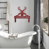 Deer Antler Hunting Rifle Address Metal Garden Stake