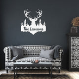 Deer Antlers Last Name Metal Sign