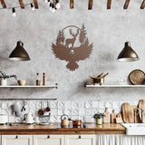 Deer Eagle Nature Scene Metal Wall Art
