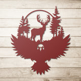 Deer Eagle Nature Scene Metal Wall Art