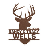 Deer Head Mr Mrs Couple Metal Wall Art