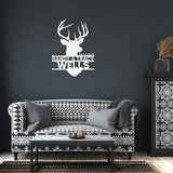 Deer Head Mr Mrs Couple Metal Wall Art