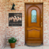 Deer US Flag Mountains Address Large Metal Sign