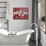 Deer US Flag Mountains Address etal Sign