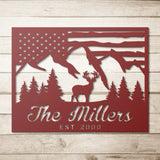Deer US Flag Mountains Address etal Sign