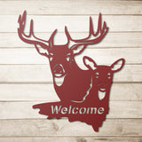 Deer Welcome Metal Sign