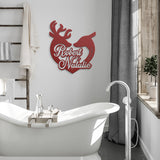 Deer and Buck Couple Names and Date Metal Wall Art