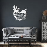 Deer and Buck Couple Names and Date Metal Wall Art