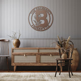 Farmhouse / Family Name Floral BOLD Initial Metal Wall Art