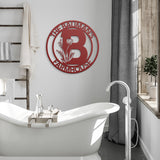 Farmhouse / Family Name Floral BOLD Initial Metal Wall Art