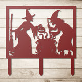 Halloween Witches with Cauldron Yard Stake