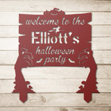 Halloween Zombie Hands Holding the Personalized Board Metal Sign with Stakes