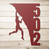 Rock Climbing House Number Metal Sign