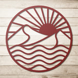 Sea Sun Mountain Metal Line Wall Art