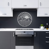 Sea Sun Mountain Metal Line Wall Art