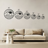 Sea Sun Mountain Metal Line Wall Art