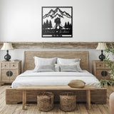 Skiing Couple Kissing in the Snow Mountains Metal Wall Art