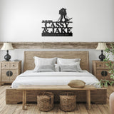 Skiing Couple Metal Wall Art