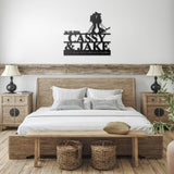 Skiing Couple Metal Wall Art