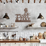 Skiing Couple Metal Wall Art