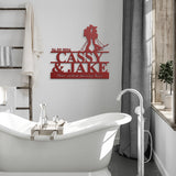 Skiing Couple Metal Wall Art